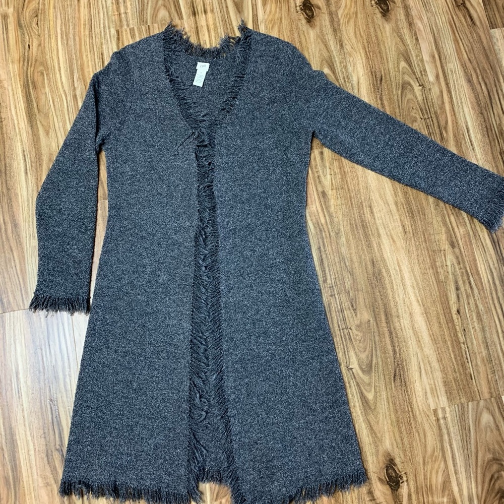 J. Jill long cardigan, size M, fringed bottom and sleeves